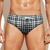 Black And White Border Tartan Print Men's Swim Briefs