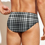 Black And White Border Tartan Print Men's Swim Briefs