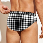 Black And White Border Tartan Print Men's Swim Briefs