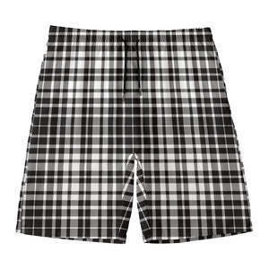 Black And White Border Tartan Print Men's Swim Trunks