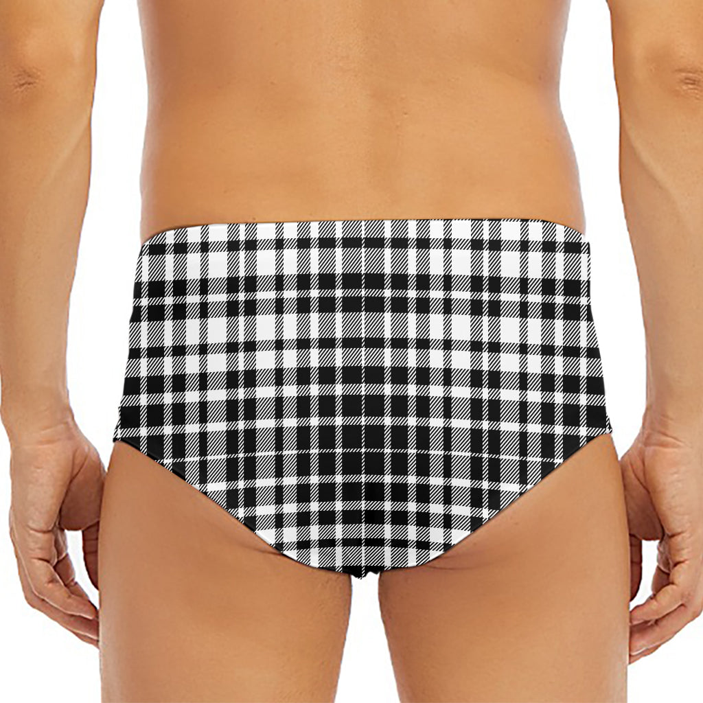 Black And White Border Tartan Print Men's Triangle Swim Briefs