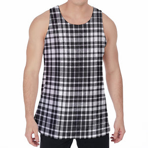 Black And White Border Tartan Print Men's Velvet Tank Top