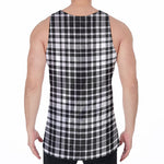 Black And White Border Tartan Print Men's Velvet Tank Top