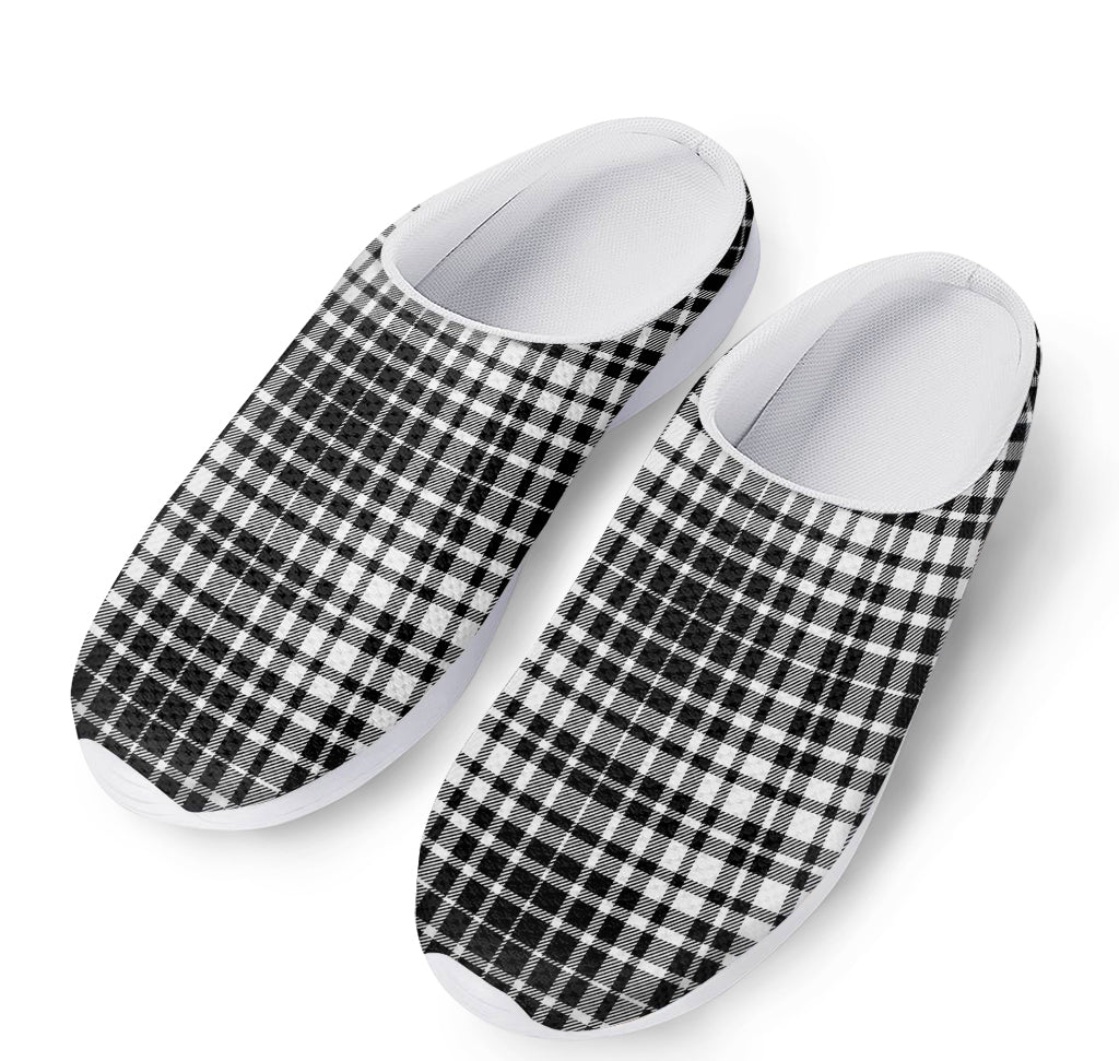 Black And White Border Tartan Print Mesh Casual Shoes