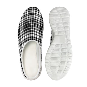 Black And White Border Tartan Print Mesh Casual Shoes