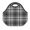 Black And White Border Tartan Print Neoprene Lunch Bag