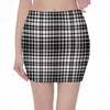 Black And White Border Tartan Print Pencil Mini Skirt