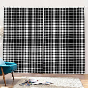 Black And White Border Tartan Print Pencil Pleat Curtains