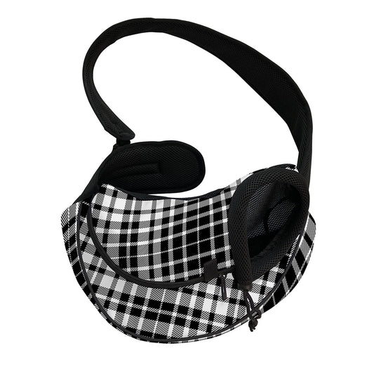 Black And White Border Tartan Print Pet Sling Carrier