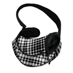Black And White Border Tartan Print Pet Sling Carrier