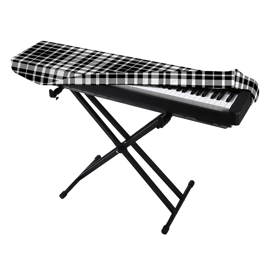 Black And White Border Tartan Print Piano Keyboard Cover