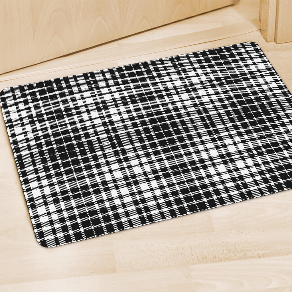 Black And White Border Tartan Print Polyester Doormat