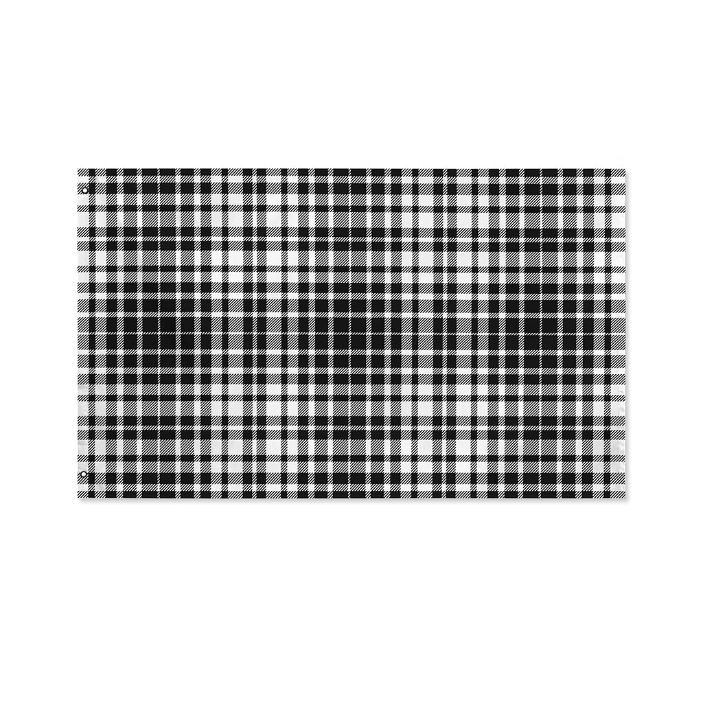 Black And White Border Tartan Print Polyester Flag