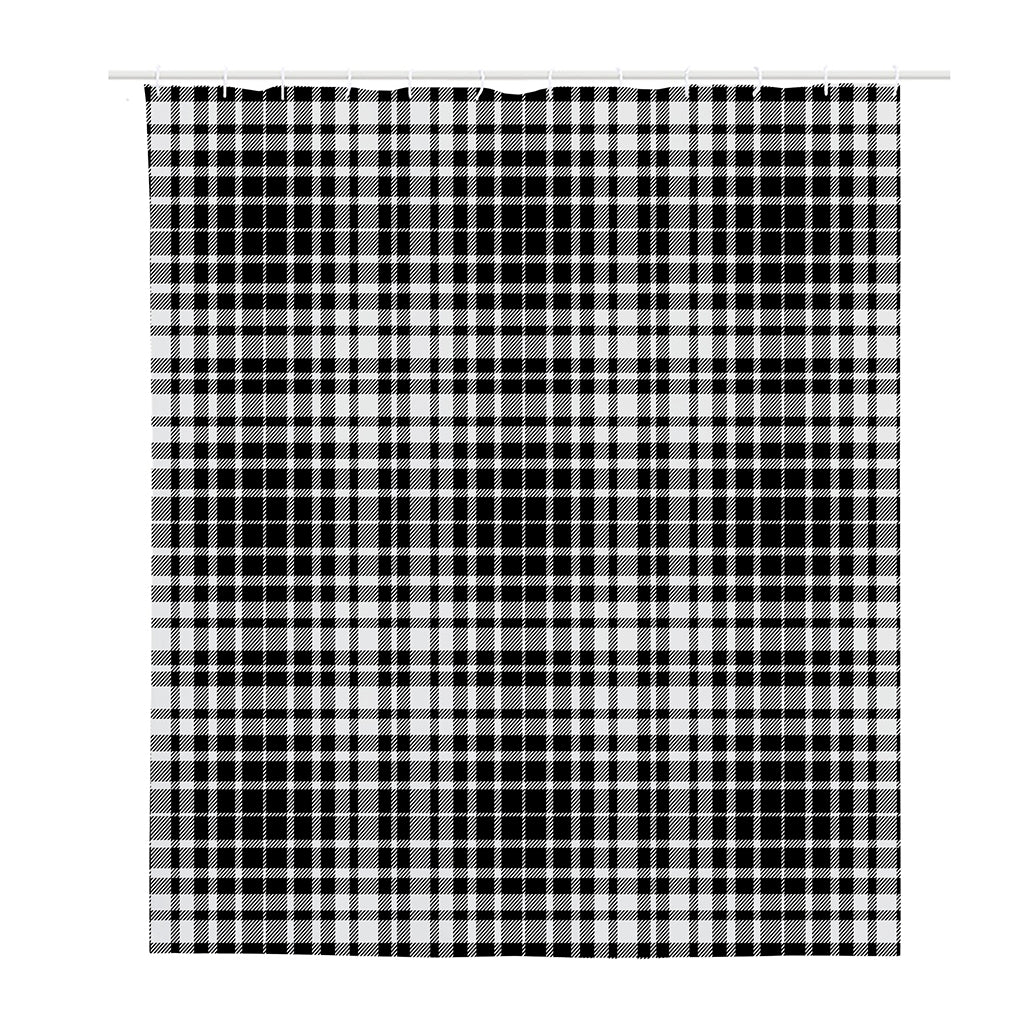 Black And White Border Tartan Print Polyester Shower Curtain