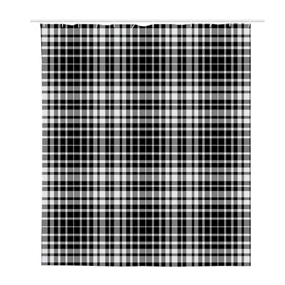 Black And White Border Tartan Print Polyester Shower Curtain