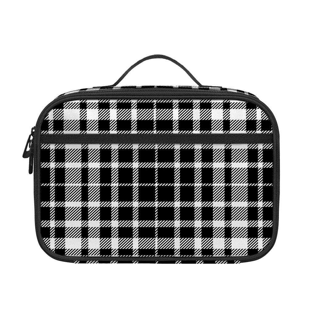 Black And White Border Tartan Print Portable Lunch Bag