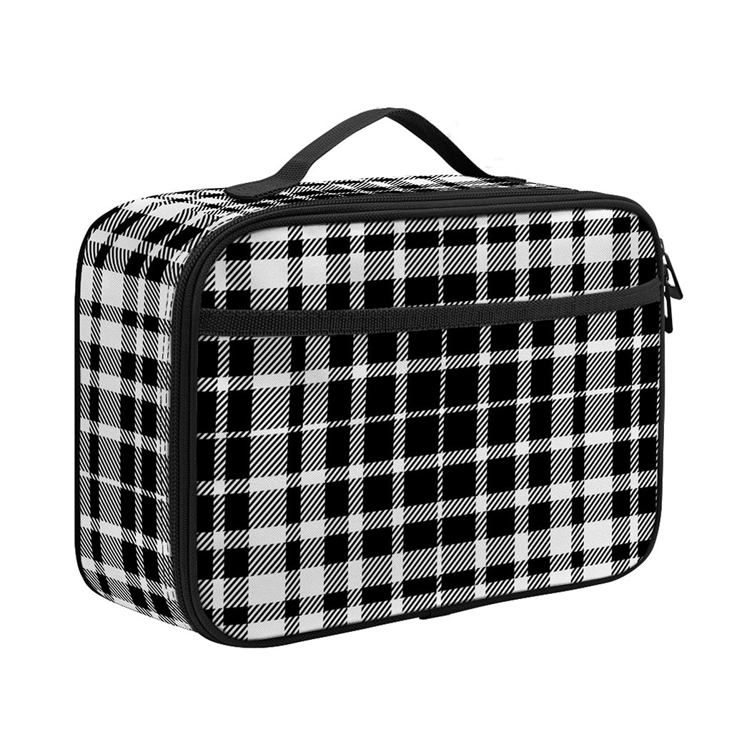 Black And White Border Tartan Print Portable Lunch Bag