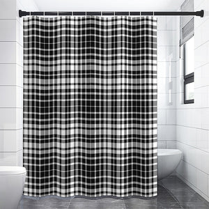 Black And White Border Tartan Print Premium Shower Curtain