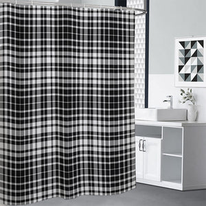 Black And White Border Tartan Print Premium Shower Curtain