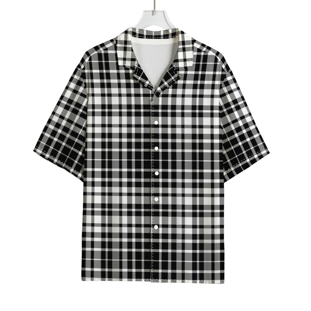 Black And White Border Tartan Print Rayon Hawaiian Shirt