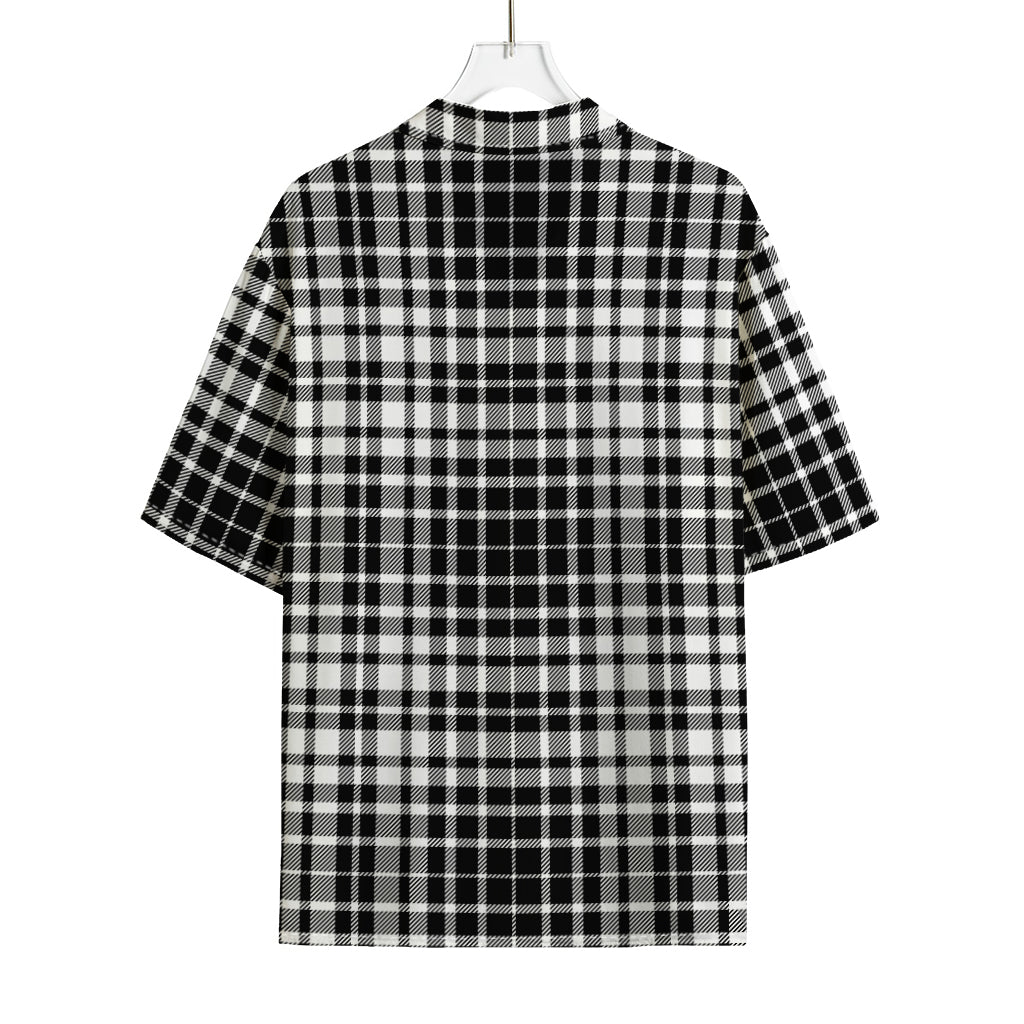 Black And White Border Tartan Print Rayon Hawaiian Shirt