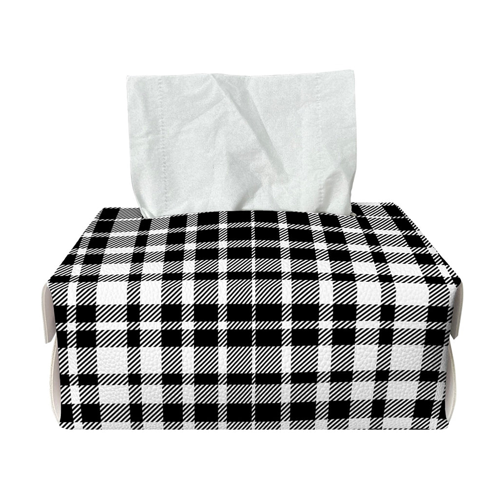 Black And White Border Tartan Print Rectangle Tissue Box Cover