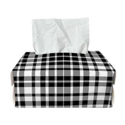 Black And White Border Tartan Print Rectangle Tissue Box Cover