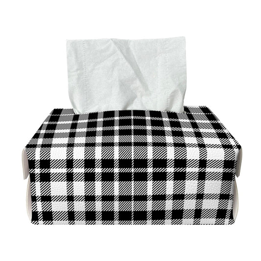 Black And White Border Tartan Print Rectangle Tissue Box Cover