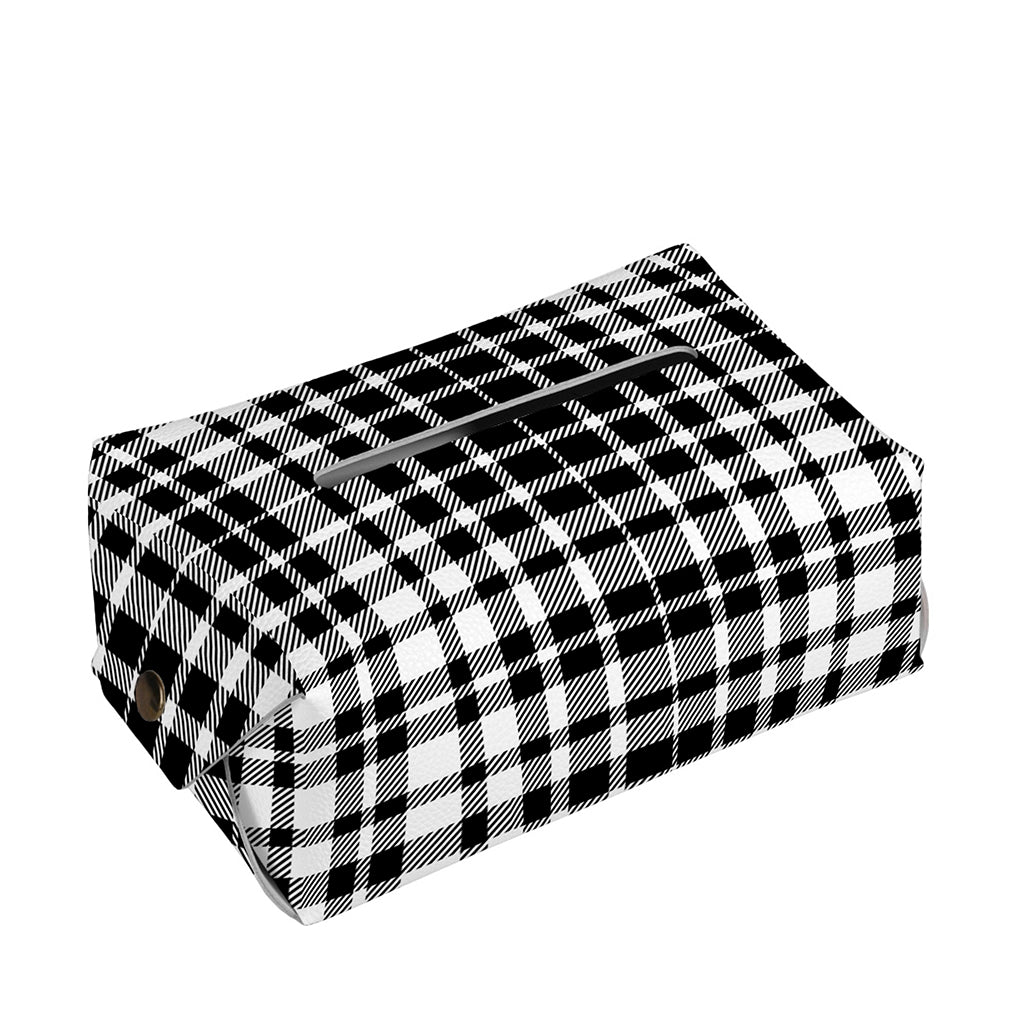 Black And White Border Tartan Print Rectangle Tissue Box Cover