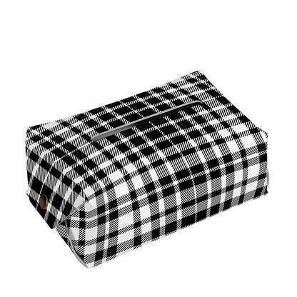 Black And White Border Tartan Print Rectangle Tissue Box Cover