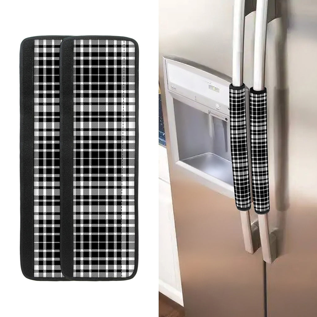 Black And White Border Tartan Print Refrigerator Handle Covers