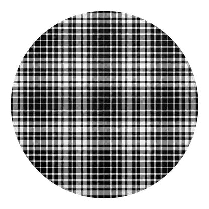 Black And White Border Tartan Print Round Blanket