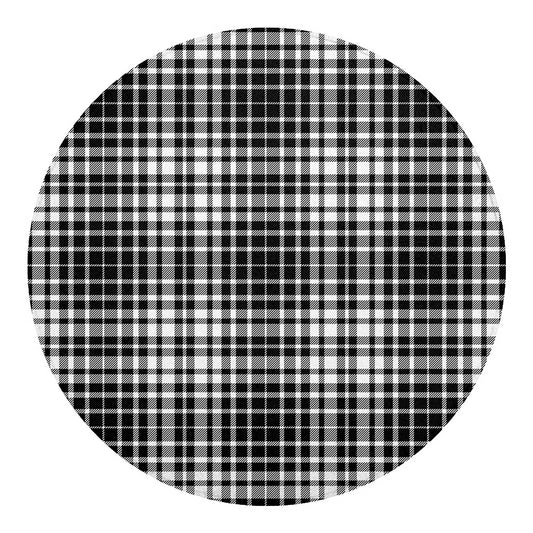 Black And White Border Tartan Print Round Blanket