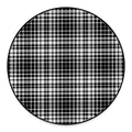Black And White Border Tartan Print Round Floor Mat
