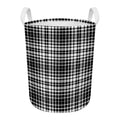 Black And White Border Tartan Print Round Laundry Basket