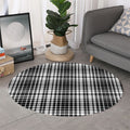 Black And White Border Tartan Print Round Rug