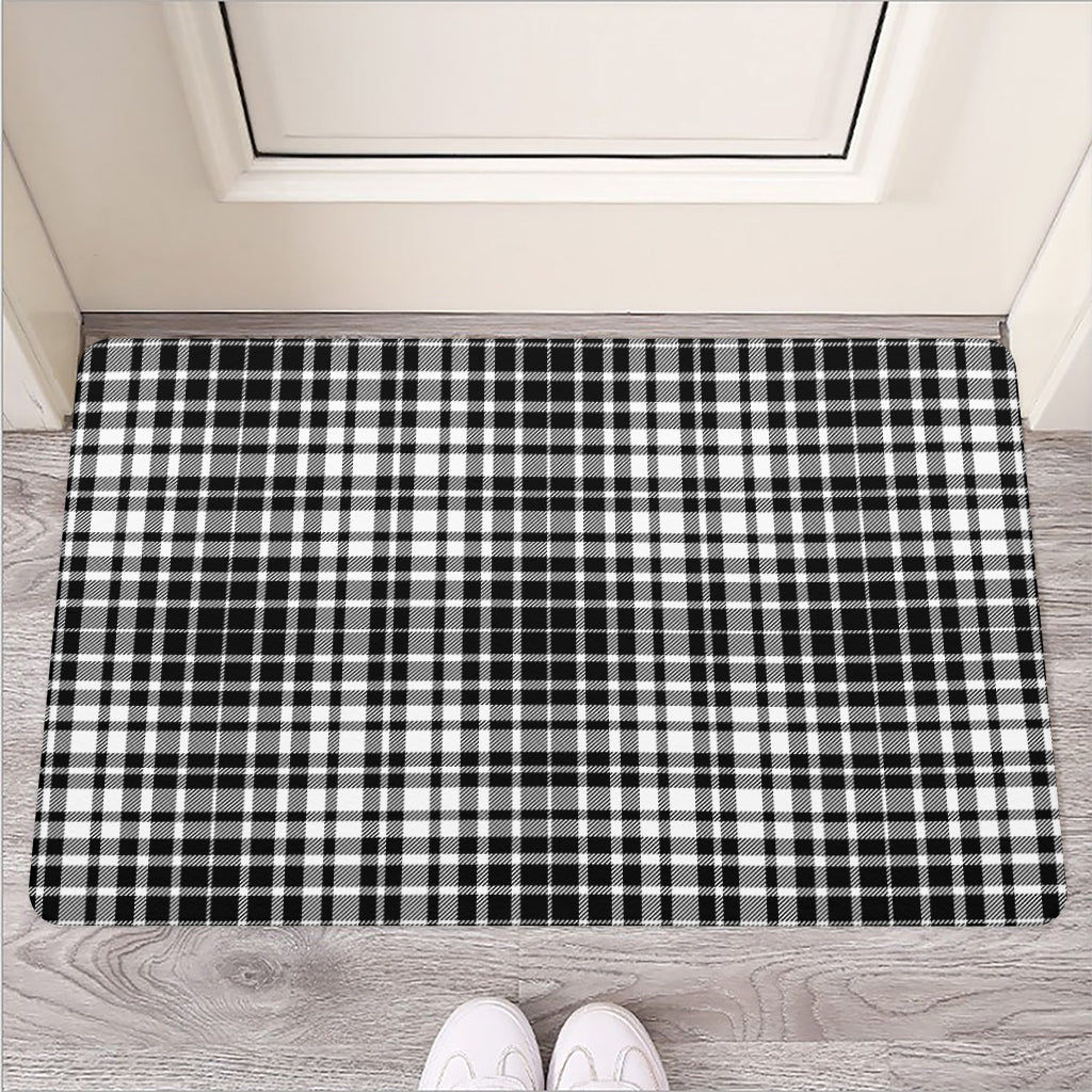 Black And White Border Tartan Print Rubber Doormat
