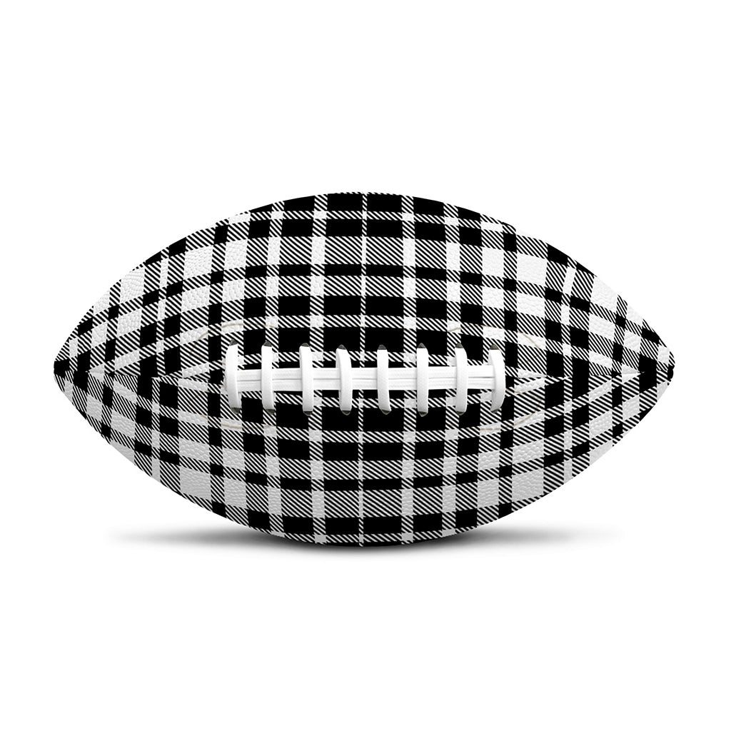Black And White Border Tartan Print Rugby Ball
