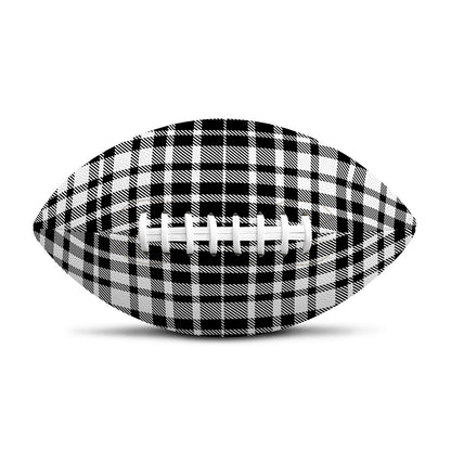 Black And White Border Tartan Print Rugby Ball