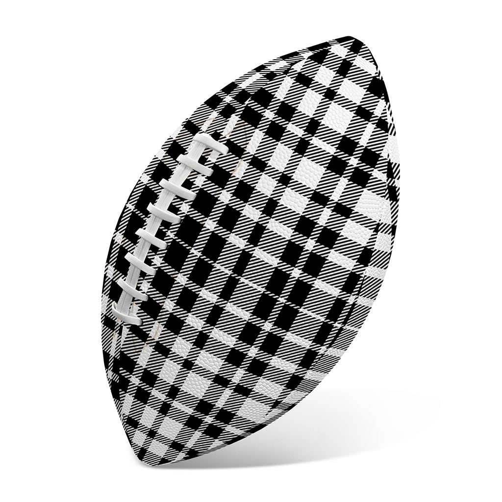 Black And White Border Tartan Print Rugby Ball