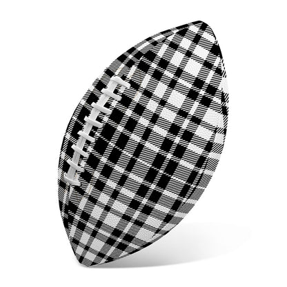 Black And White Border Tartan Print Rugby Ball