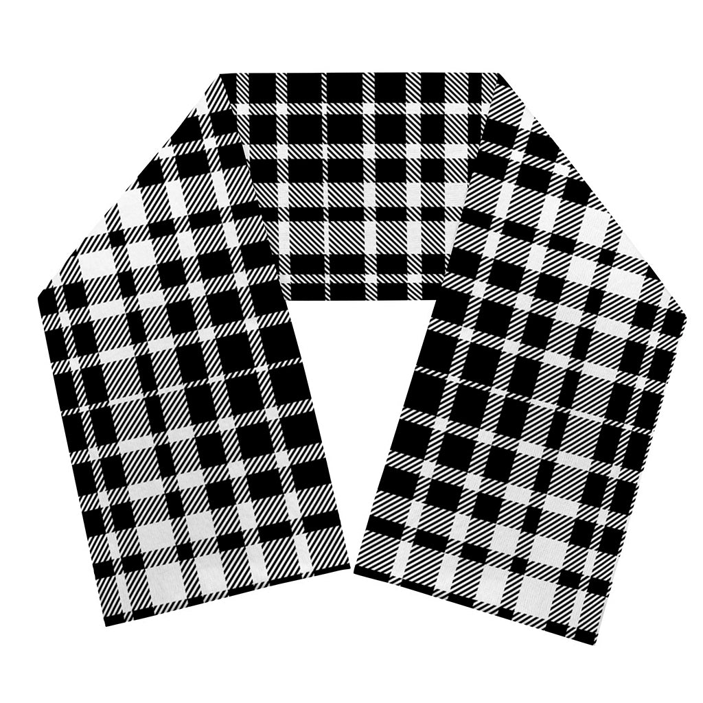 Black And White Border Tartan Print Scarf