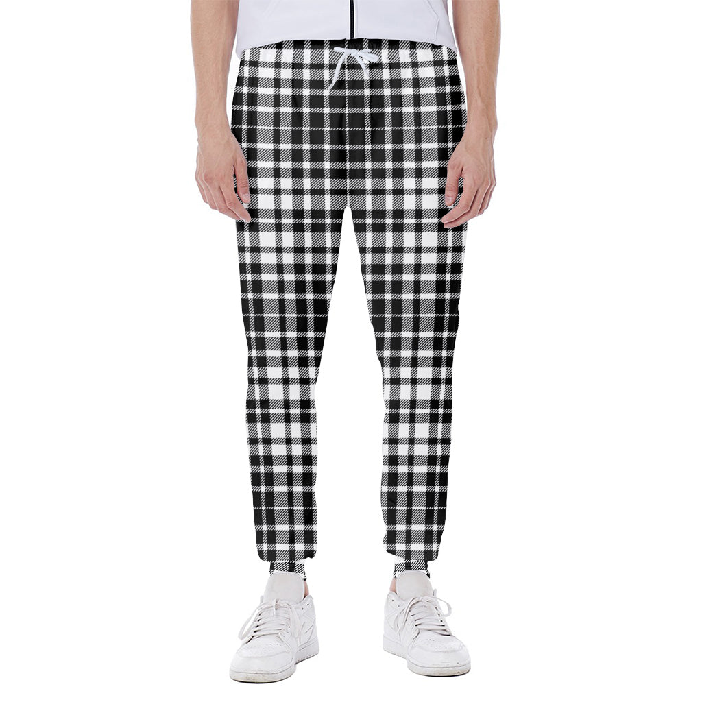 Black And White Border Tartan Print Scuba Joggers