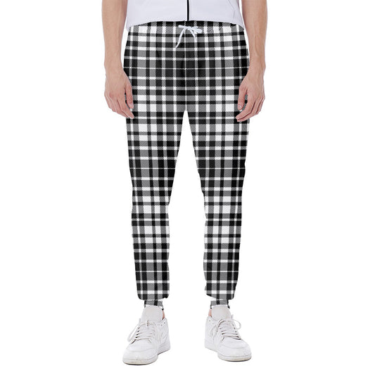 Black And White Border Tartan Print Scuba Joggers