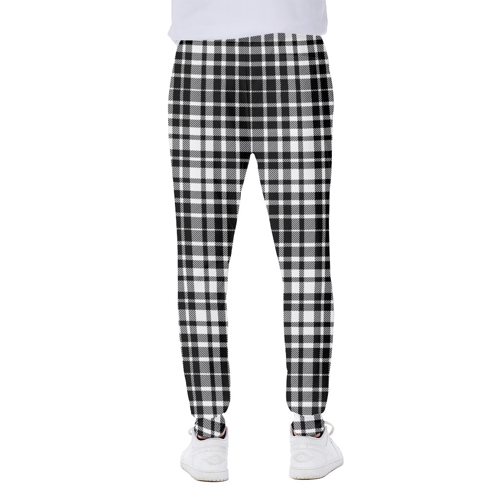 Black And White Border Tartan Print Scuba Joggers