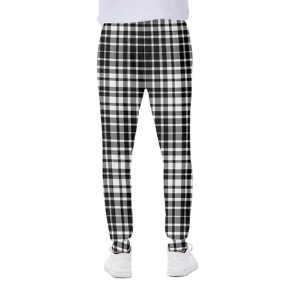 Black And White Border Tartan Print Scuba Joggers