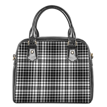 Black And White Border Tartan Print Shoulder Handbag