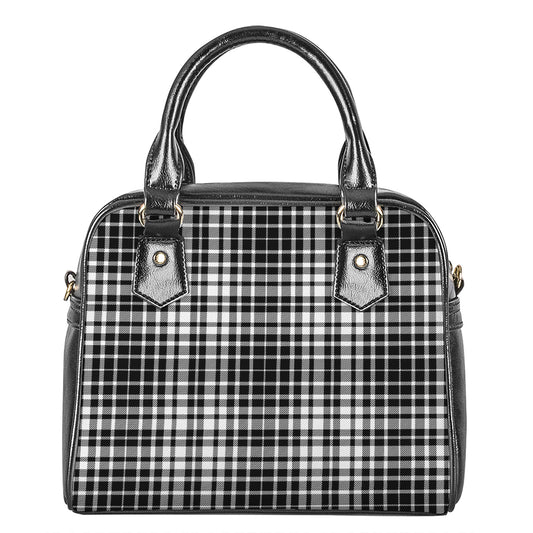 Black And White Border Tartan Print Shoulder Handbag
