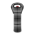 Black And White Border Tartan Print Single Neoprene Wine Tote