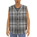Black And White Border Tartan Print Sleeveless Baseball Jersey